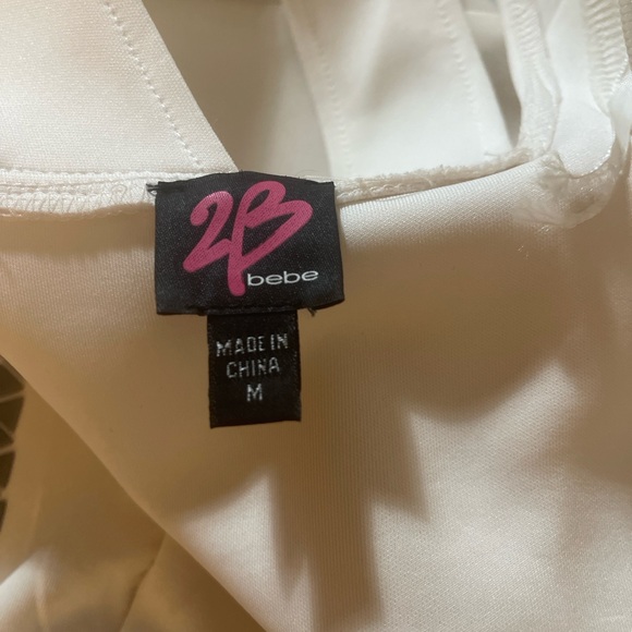 Bebe Studded Bodycon Mini Dress White Geometric Stud Sleeveless Club Size M - Picture 6 of 8